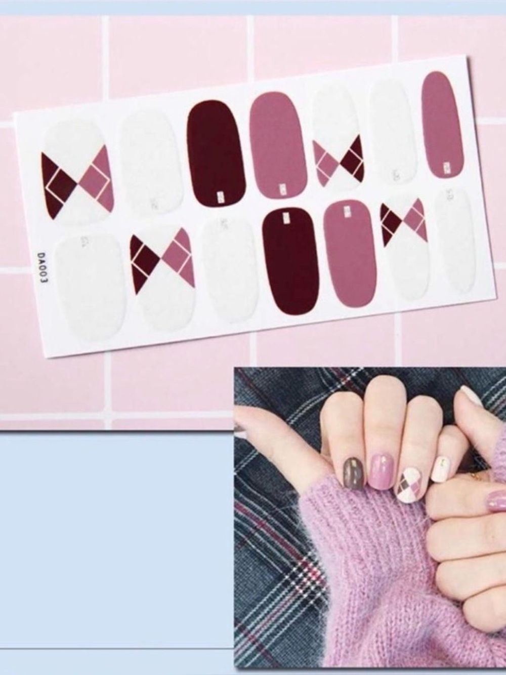 $1 Pink Argyle Nail Wraps $1 WITH ANY $10 ORDER OR MORE
